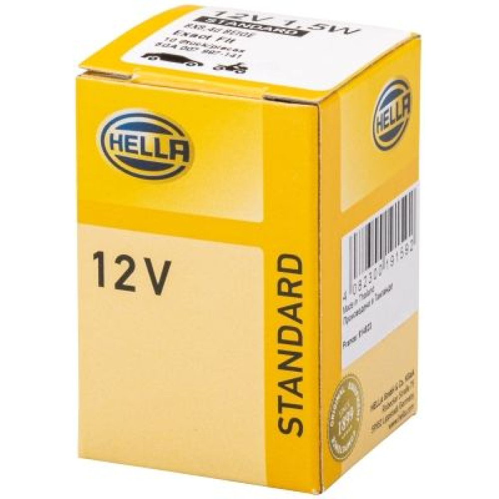 лампа розжарювання, 12V 1,5W BX8,4d бежевий HELLA 8ga007997141