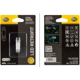 Лампа LED RETROFIT LED, 12V, SV8.5-8 1W 36MM 5000K 35л.m блистер (x1) HELLA 8gl178560561