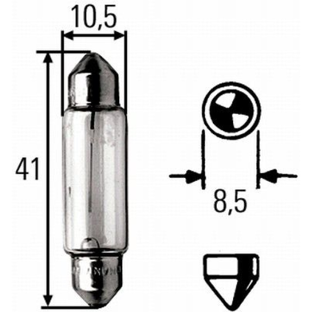 лампа розжарювання, 12V 10W SV 8,58 HELLA 8gm002091131