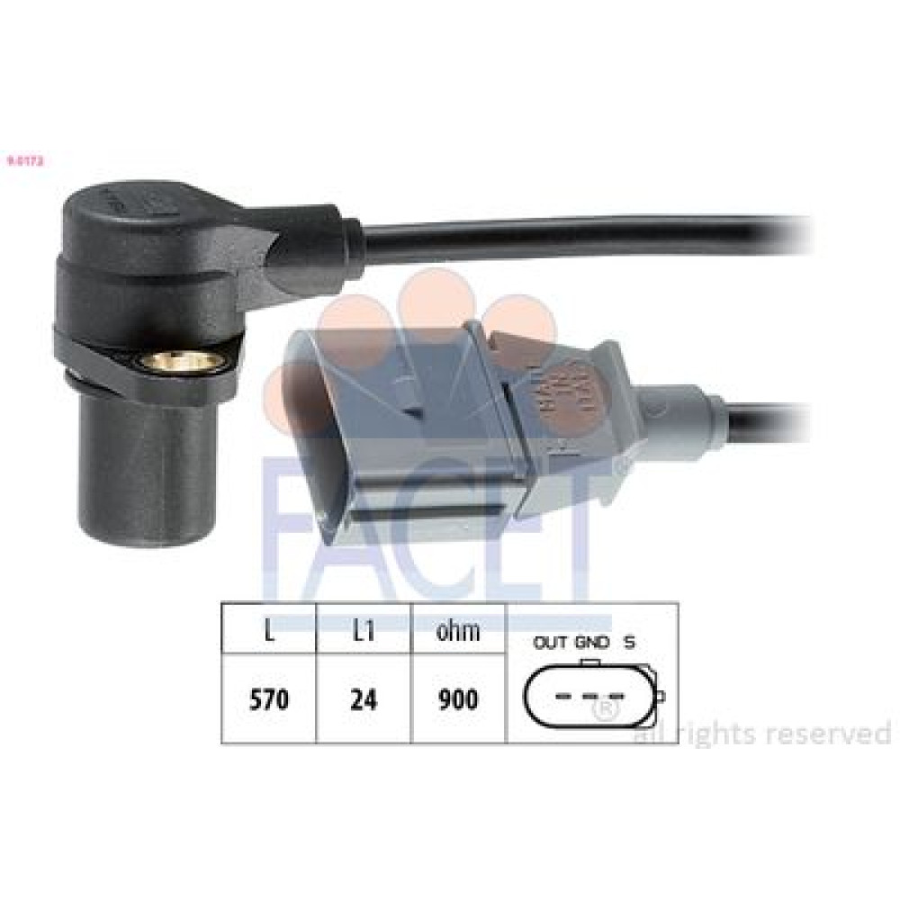 Датчик колінвала FABIA,OCTAVIA, SUPERB/VWGOLF IV,PASSAT/Audi A4,A6 1.6-3.2 94-10 FACET 90172