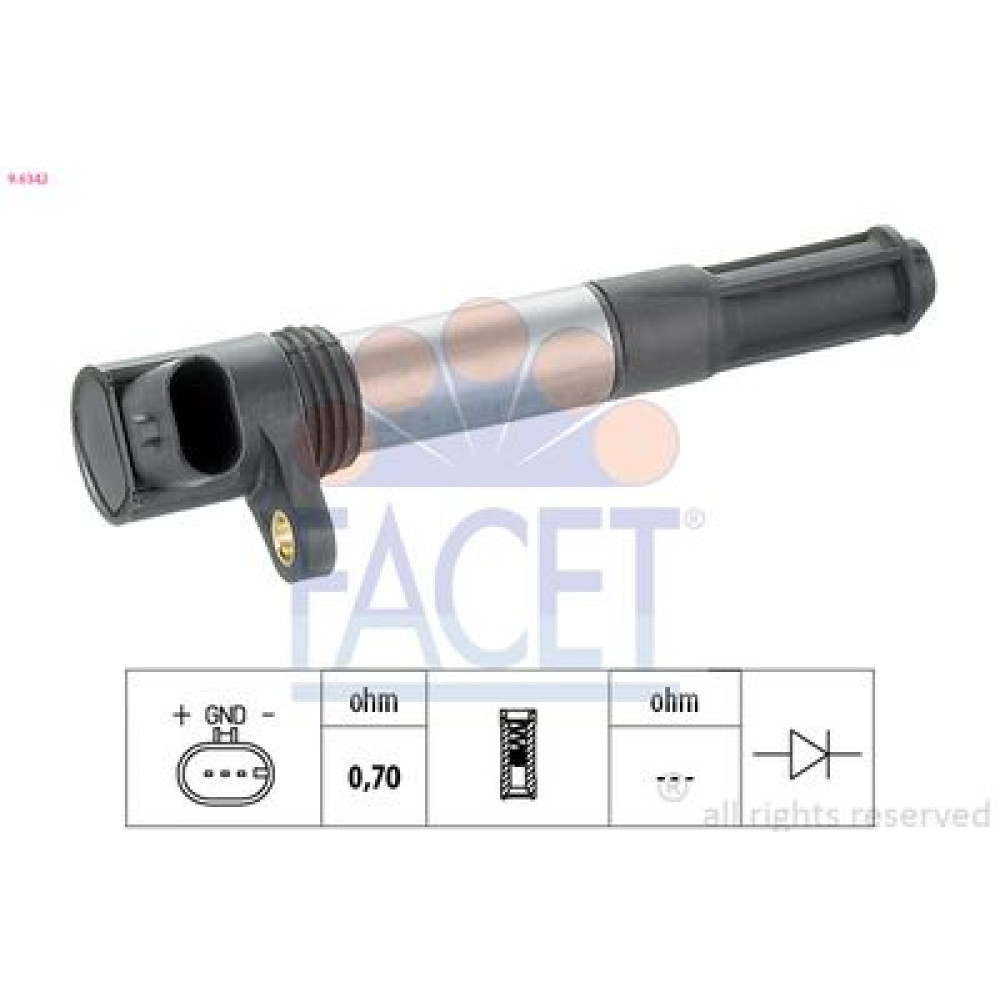Котушка запалення Doblo/Combo 1.4 12-/Ducato/Daily 3.0 09- FACET 96342