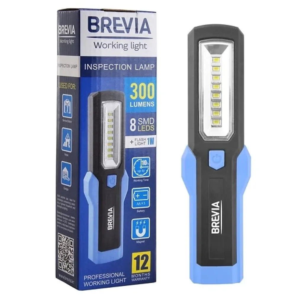 LED Інспекційна лампа 8SMD+1W LED 300lm, 3xAA BREVIA 11310