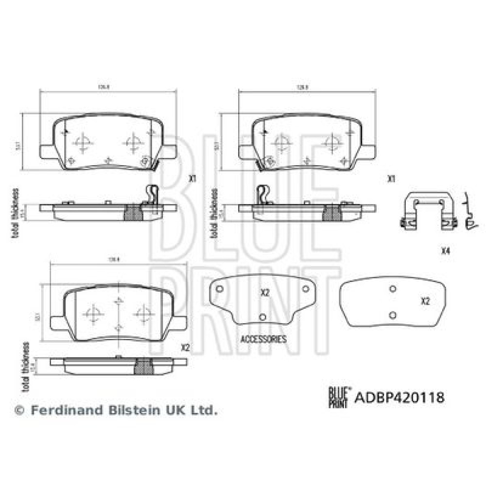 Комплект тормозных колодок из 4 шт. дисков BLUE PRINT adbp420118