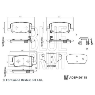 Комплект гальмівних колодок з 4 шт. дисків BLUE PRINT adbp420118