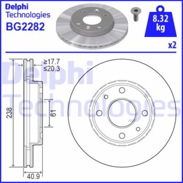 Диск гальмівний DELPHI bg2282