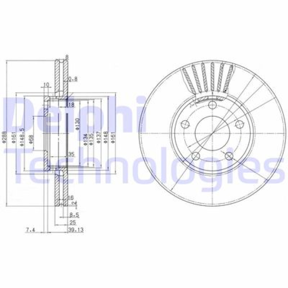 Диск тормозной DELPHI bg2745