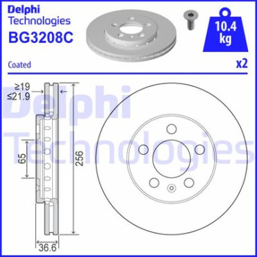 Диск тормозной DELPHI bg3208c