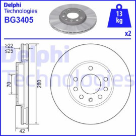 DELPHI bg3405 Диск тормозной DELPHI bg3405