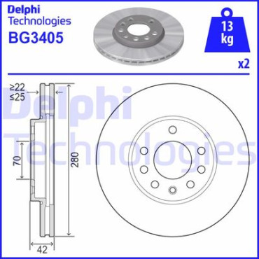 Диск тормозной DELPHI bg3405