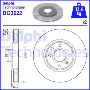 Диск гальмівний DELPHI bg3622