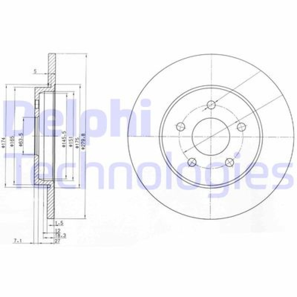 Тормозной диск DELPHI bg3663c