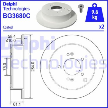 Диск тормозной DELPHI bg3680c