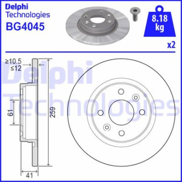 Диск гальмівний DELPHI bg4045