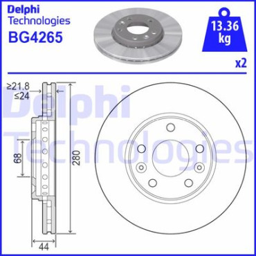 Диск гальмівний DELPHI bg4265
