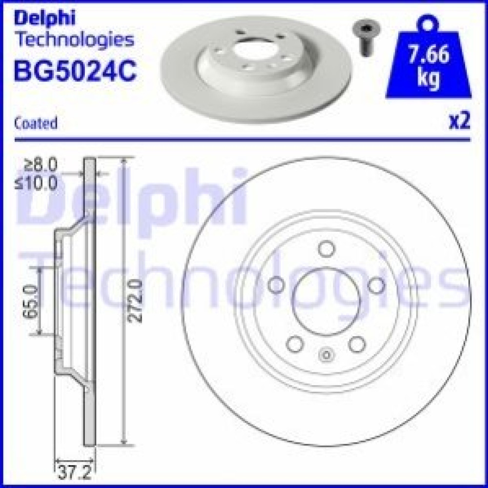 Диск гальмівний DELPHI bg5024c