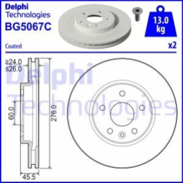 Диск тормозной DELPHI bg5067c