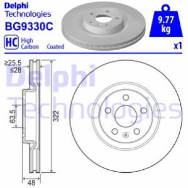 Диск тормозной DELPHI bg9330c
