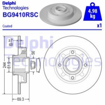 Диск тормозной DELPHI bg9410rsc