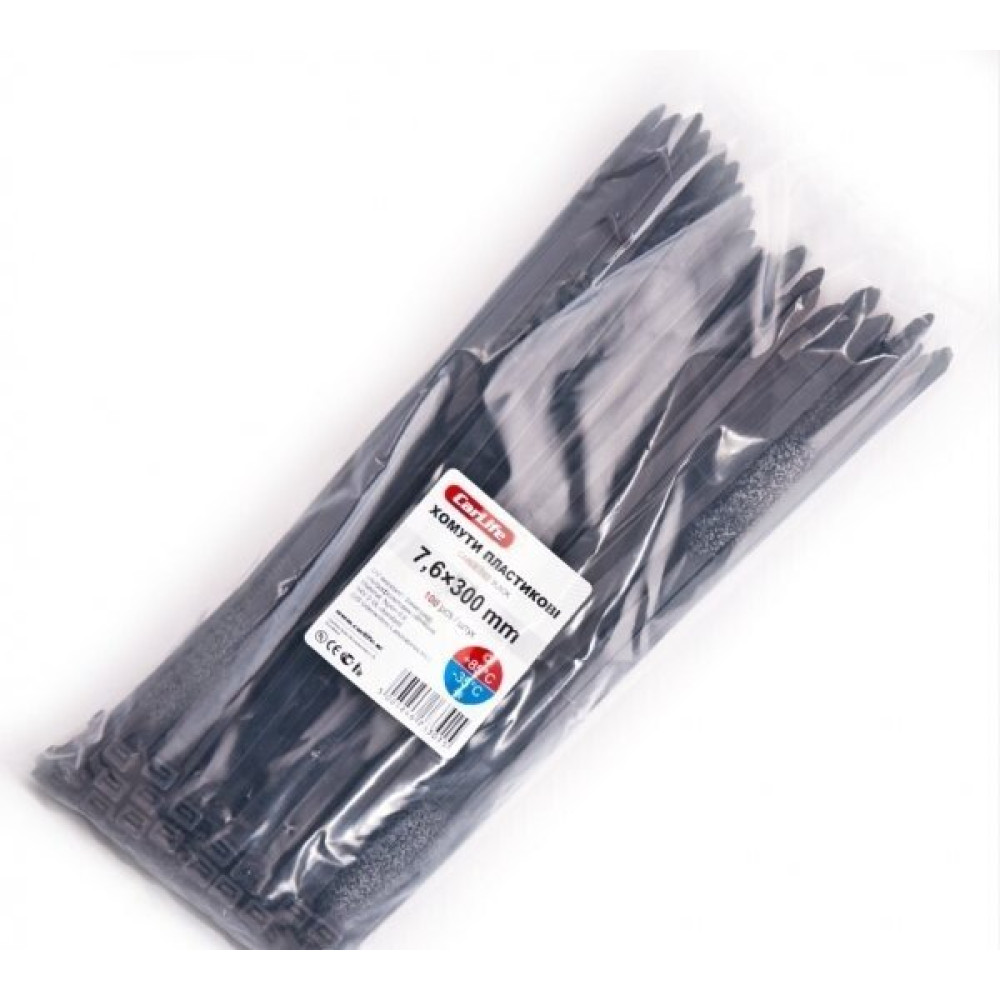 Хомуты пластиковые черные CARLIFE bl76x300