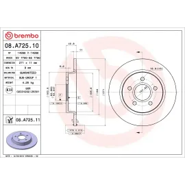 Тормозной диск BREMBO 08a72510