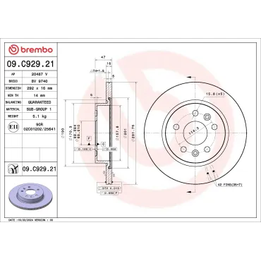 Тормозной диск BREMBO 09c92921