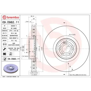 Тормозной диск BREMBO 09d98211