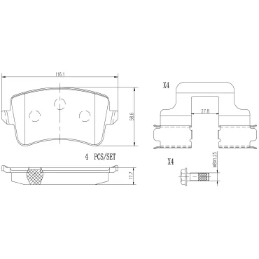 Дисковые колодки BREMBO p85100nx