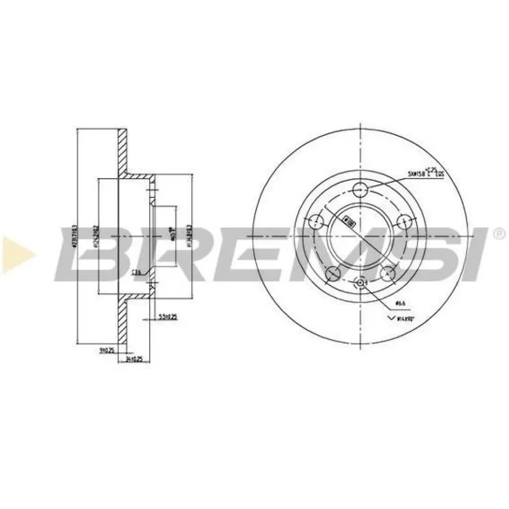 Гальмівний диск задній BREMSI cd6929s