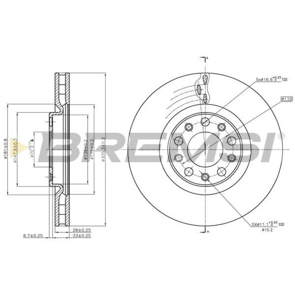 Гальмівний диск передній BREMSI cd7451v