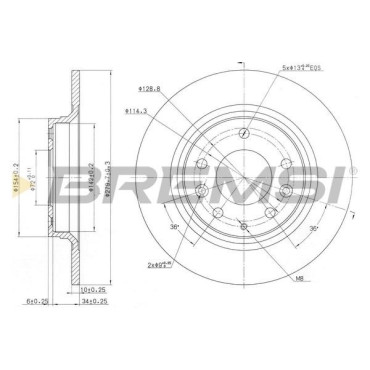 Тормозной диск задний BREMSI cd7500s