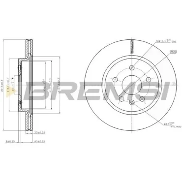 Гальмівний диск задній вентильований BREMSI cd7805v