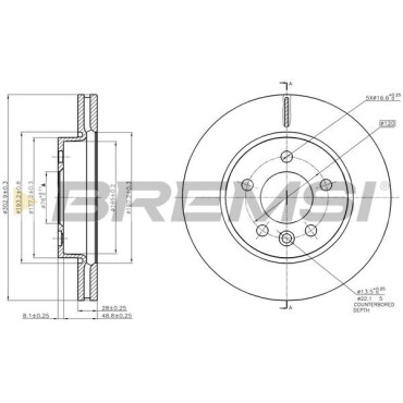 Тормозной диск передний BREMSI cd8017v