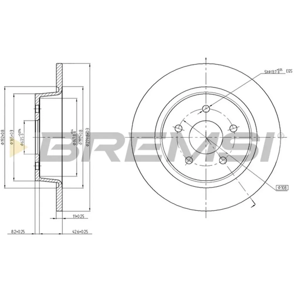 Гальмівний диск задній BREMSI cd8058s