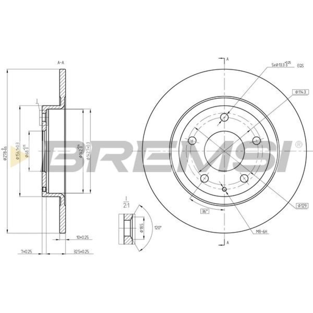 Гальмівний диск задній BREMSI cd8477s