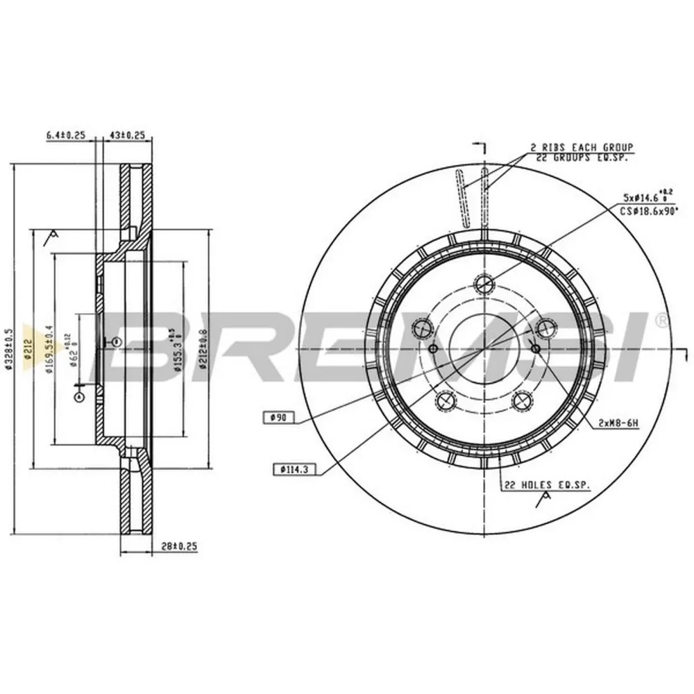 Гальмівний диск передній BREMSI cd8645v