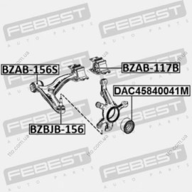 Сайлентблок задний переднего рычага без кронштейна Febest bzab117b