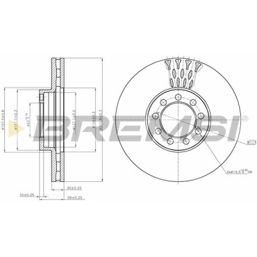 Тормозной диск передний BREMSI cd5329v