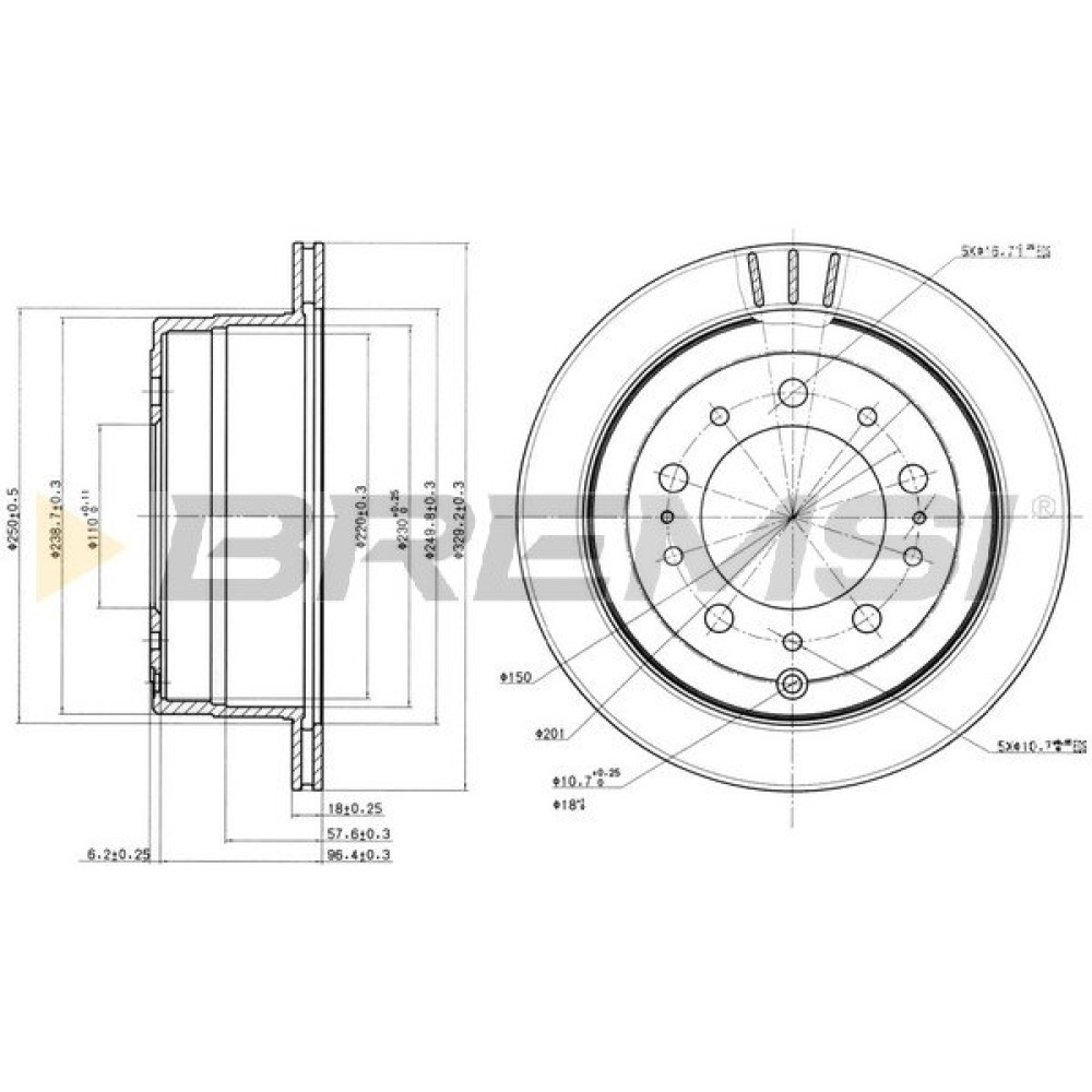 Гальмівний диск задній BREMSI cd7597v
