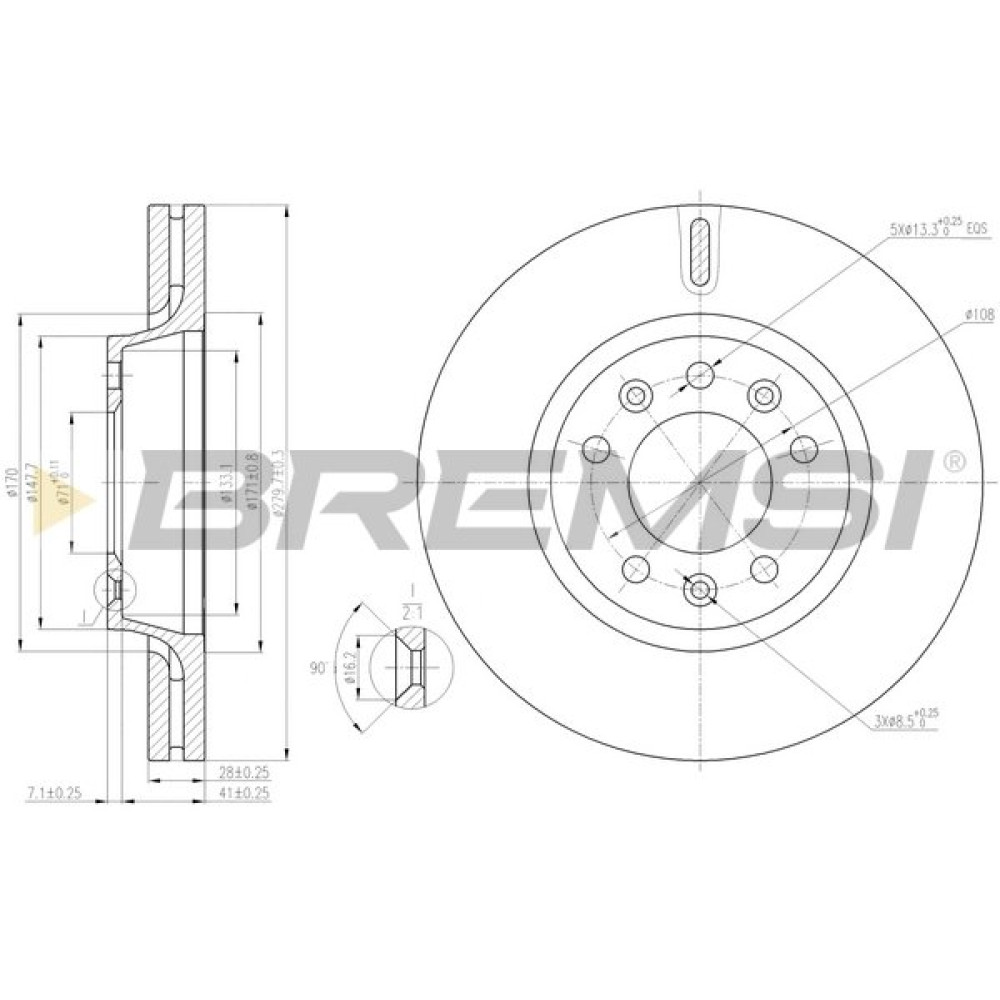 Тормозной диск передний BREMSI cd7601v