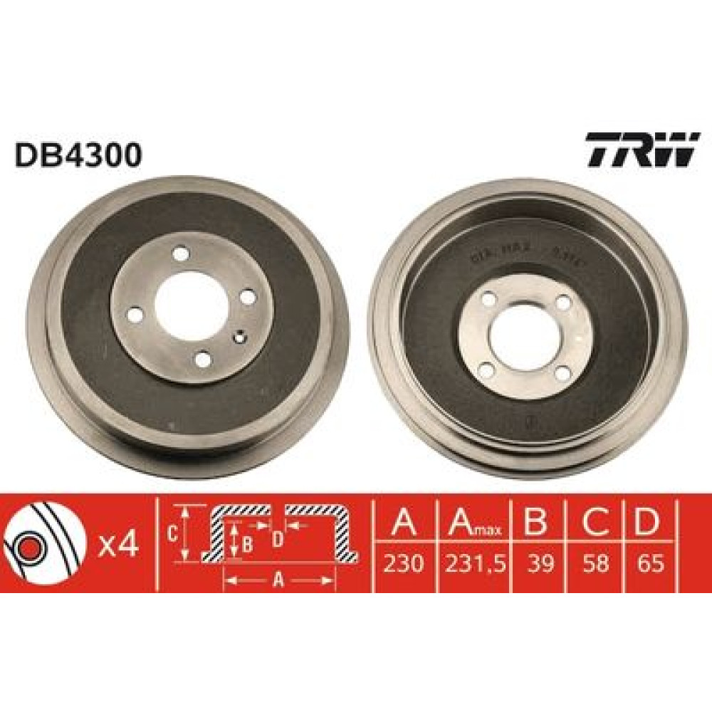 Барабан гальмівний TRW db4300