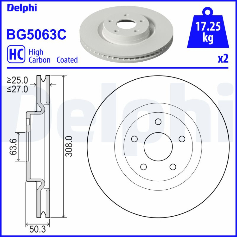 Диск тормозной DELPHI bg5063c