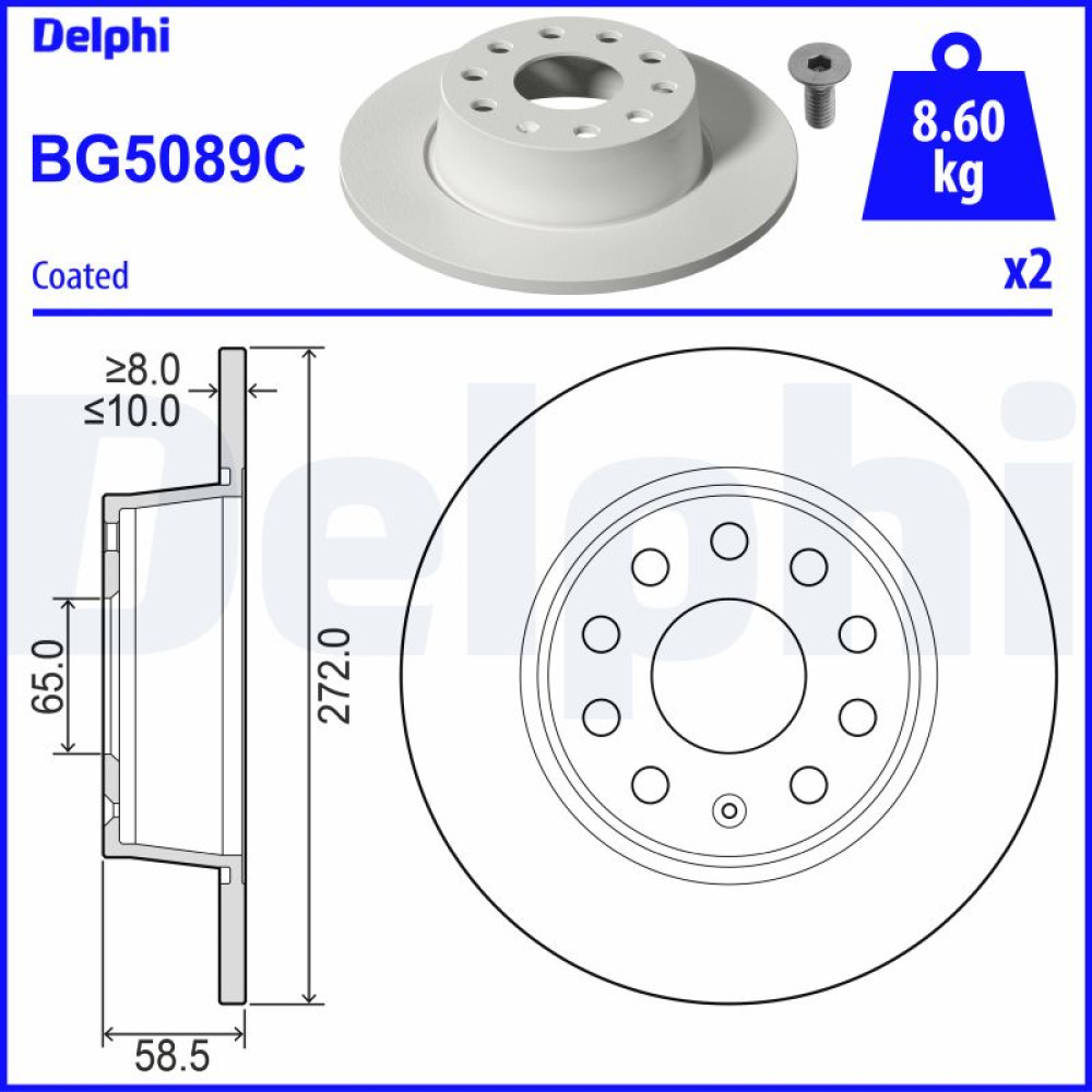 Диск гальмівний DELPHI bg5089c