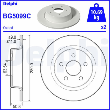 Диск тормозной DELPHI bg5099c