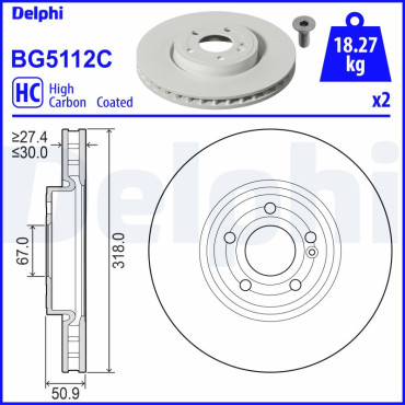 Диск гальмівний DELPHI bg5112c