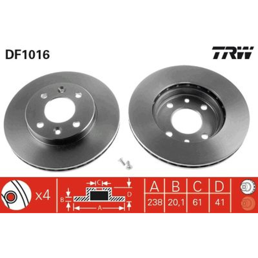 Гальмівний диск передній TRW df1016