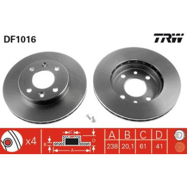 Тормозной диск передний TRW df1016