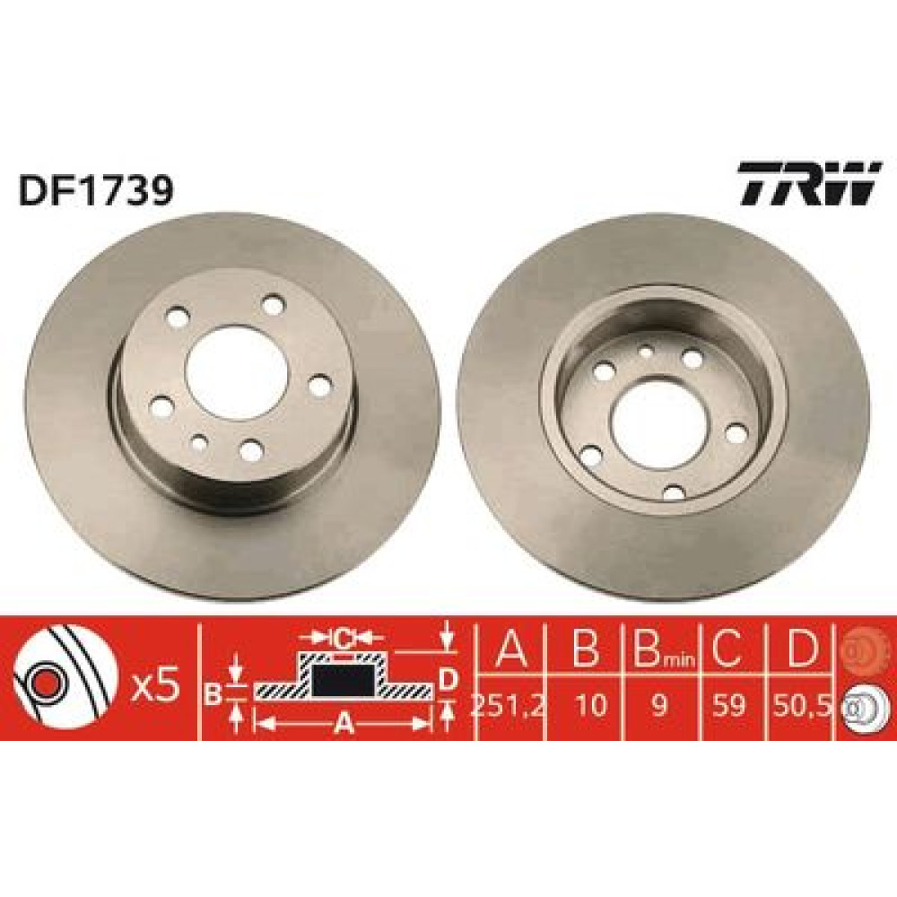 Диск гальмівний trw df1739