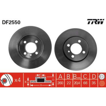 Диск тормозной TRW df2550