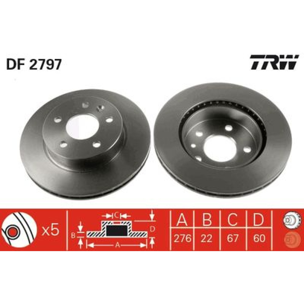 Гальмівний диск передній TRW df2797