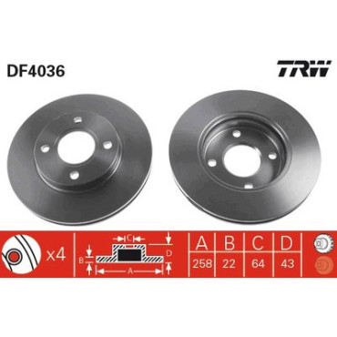 Тормозной диск передний TRW df4036